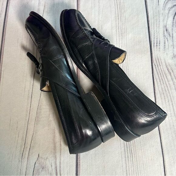 Johnston & Murphy Cellini Black Leather Tassel Loafers Dress 